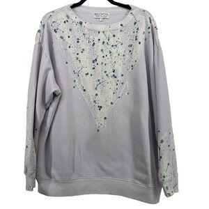 Wildfox Oversized S Couture Bleach Dripped Roadtrip Sweatshirt Crewneck Pullover